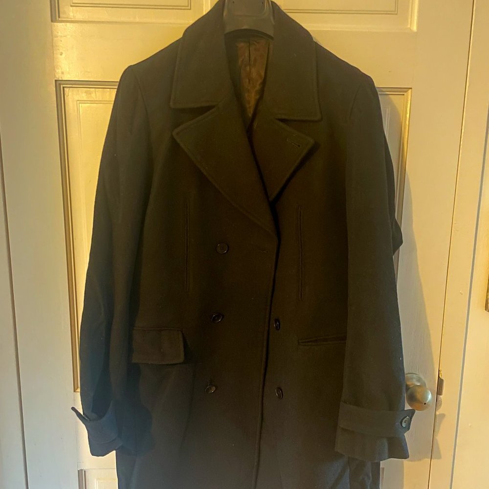 Theory Black Wool/Angora DB Overcoat Size M